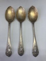 THREE HALLMARKED SHEFFILED SILVER TEASPOONS GROSS WEIGHT 75.65 GRAMS