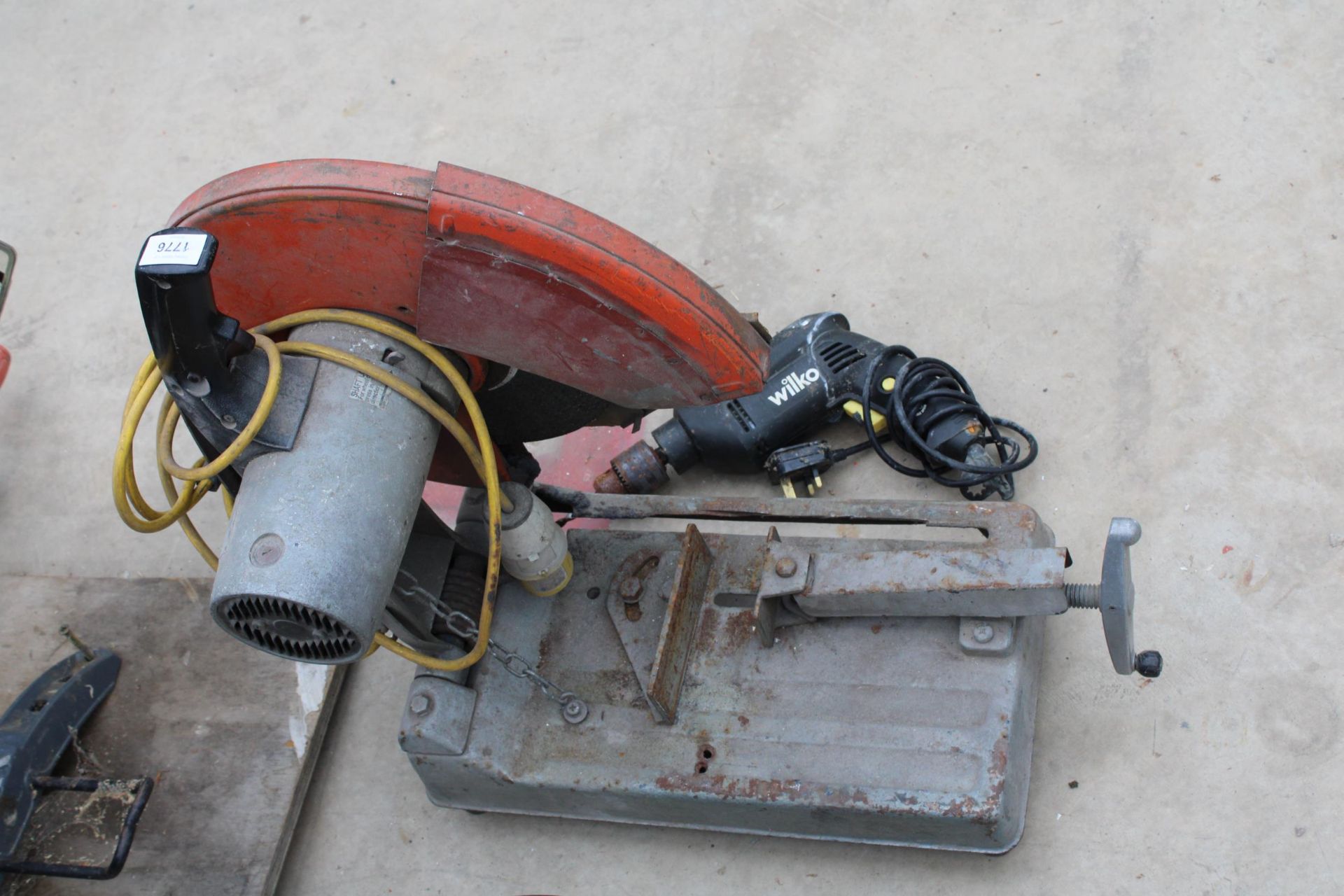 A 110V METAL CUTTING CIRCULAR SAW AND A WILKO ELECTRIC DRILL - Image 2 of 2