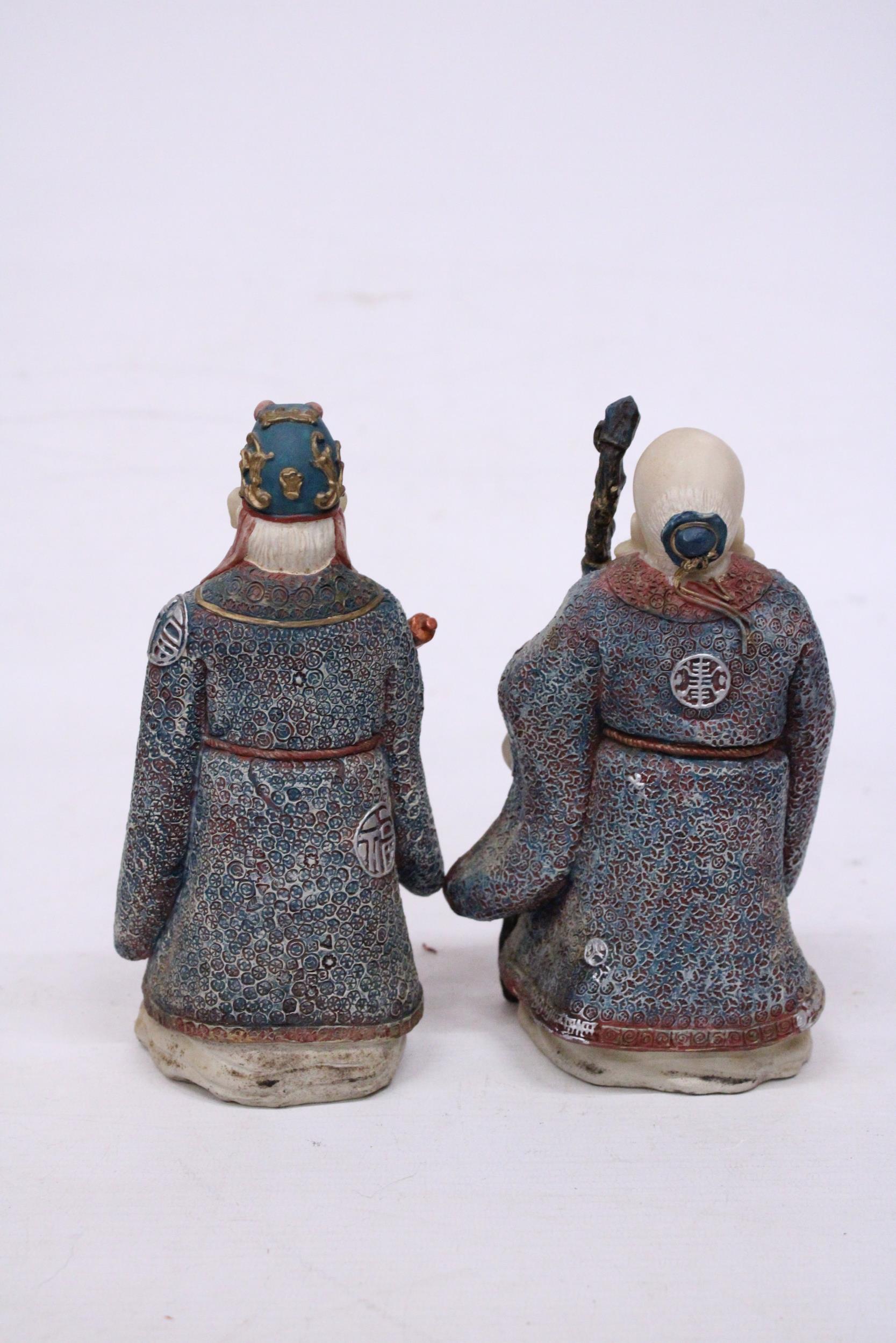 TWO HEAVY STONE MANDARIN FIGURES - 7 INCH (H) - Image 3 of 6