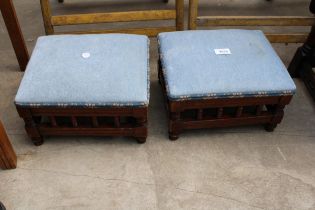A PAIR OF EDWARDIAN SMALL STOOLS