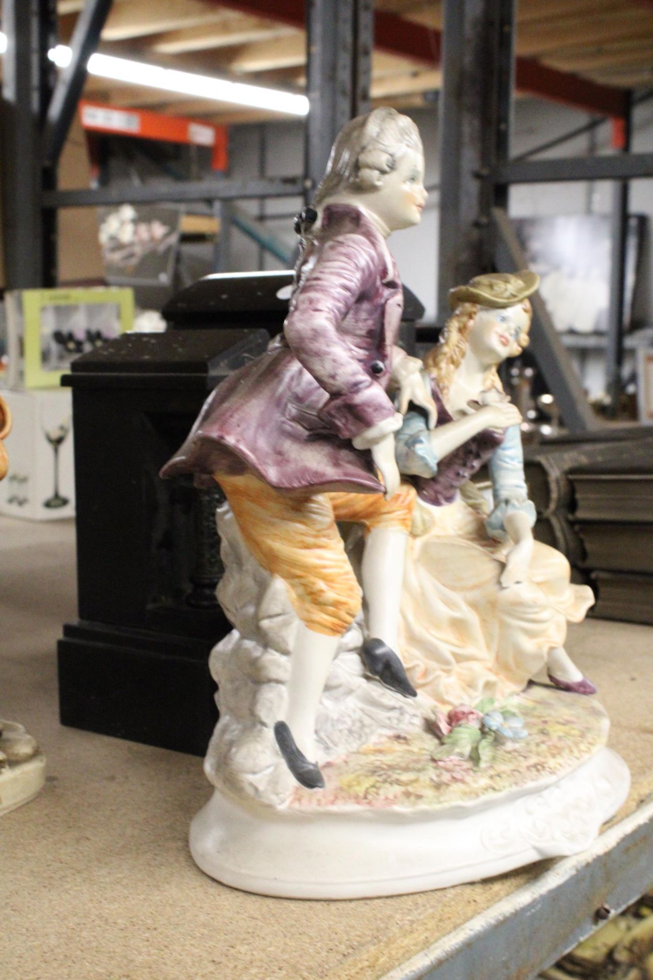 TWO LARGE CAPODIMONTE STYLE FIGURES - Image 4 of 7