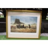 A FRAMED PRINT TITLED, 'INCIDENT A ISANDLWANA', SIGNED