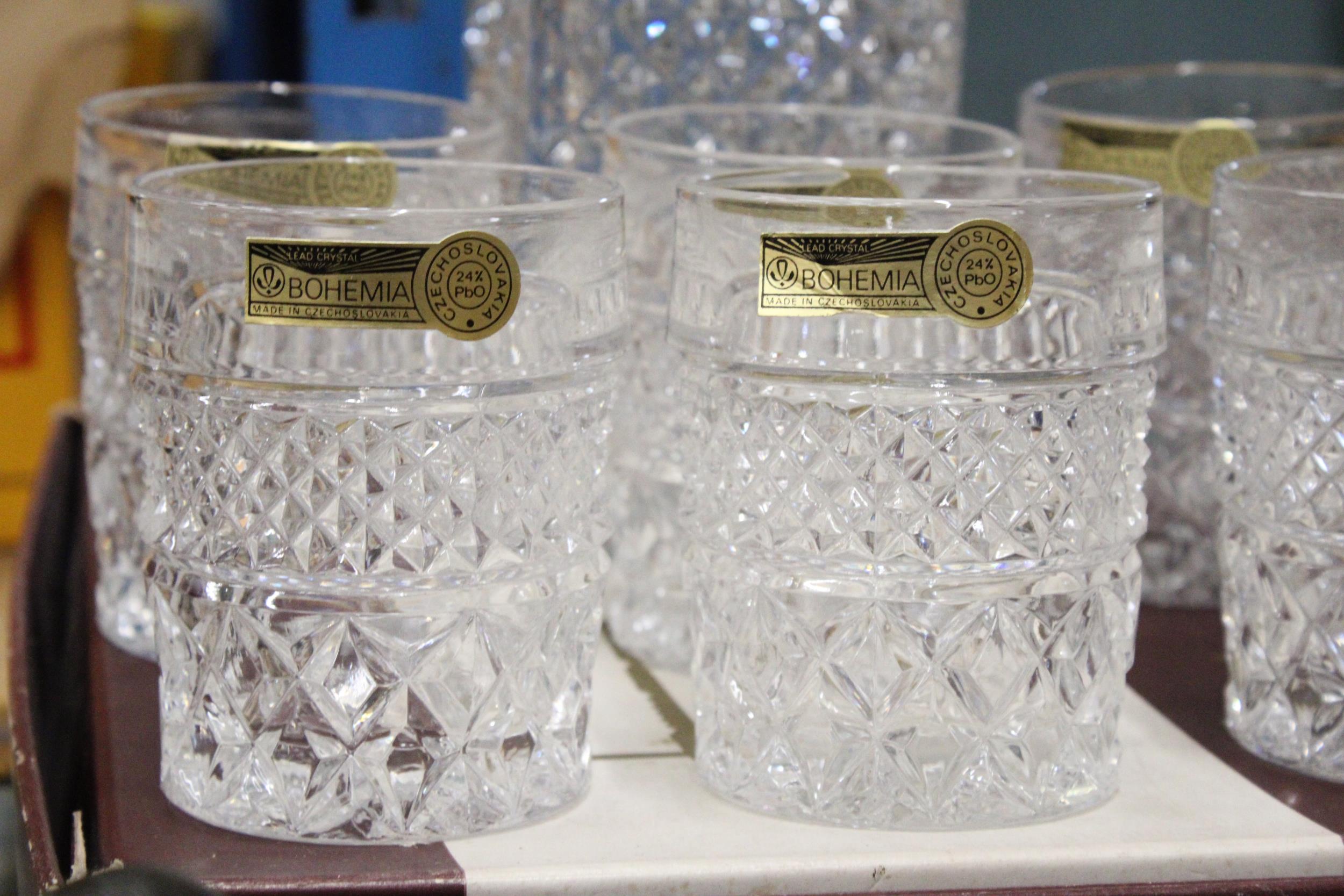 A BOHEMIAN CRYSTAL DECANTER AND TUMBLERS SET, BOXED - Image 2 of 5