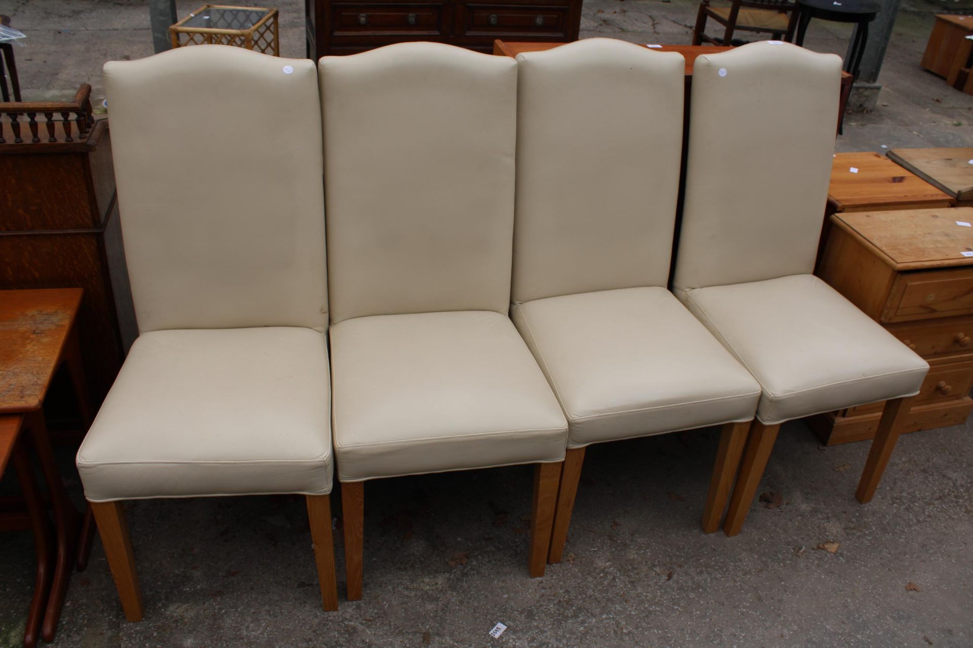 FOUR MODERN BENTLEY DESIGN FAUX LEATHER DINING CHAIRS