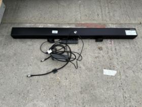 AN AS NEW SAMUNG BOOM BAR AND REMOTE, VENDOR STATES IN WORKING ORDER - NO WARRANTY