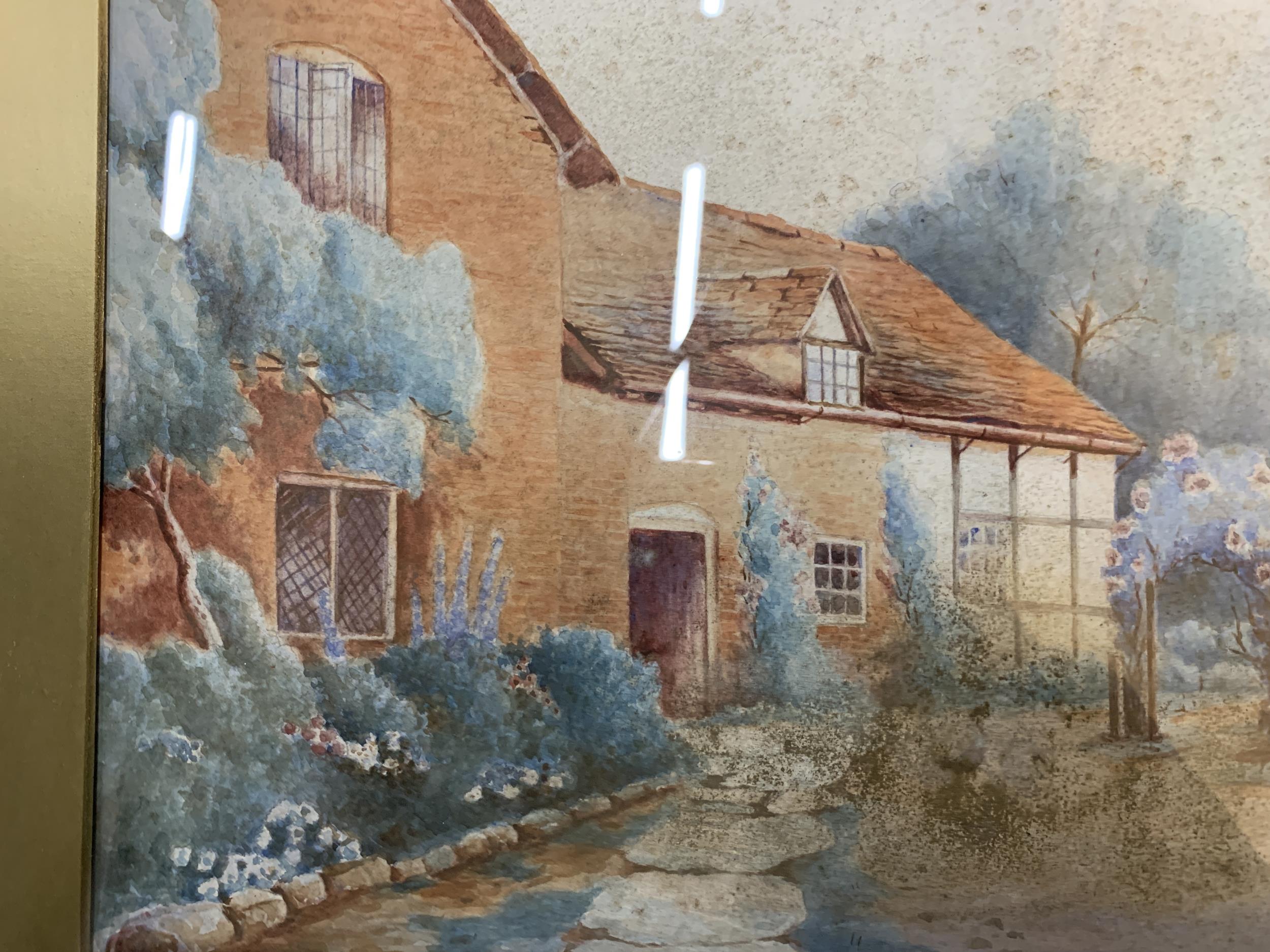 A FRAMED WATERCOLOUR OF A COTTAGE GARDEN SCENE - Image 4 of 6