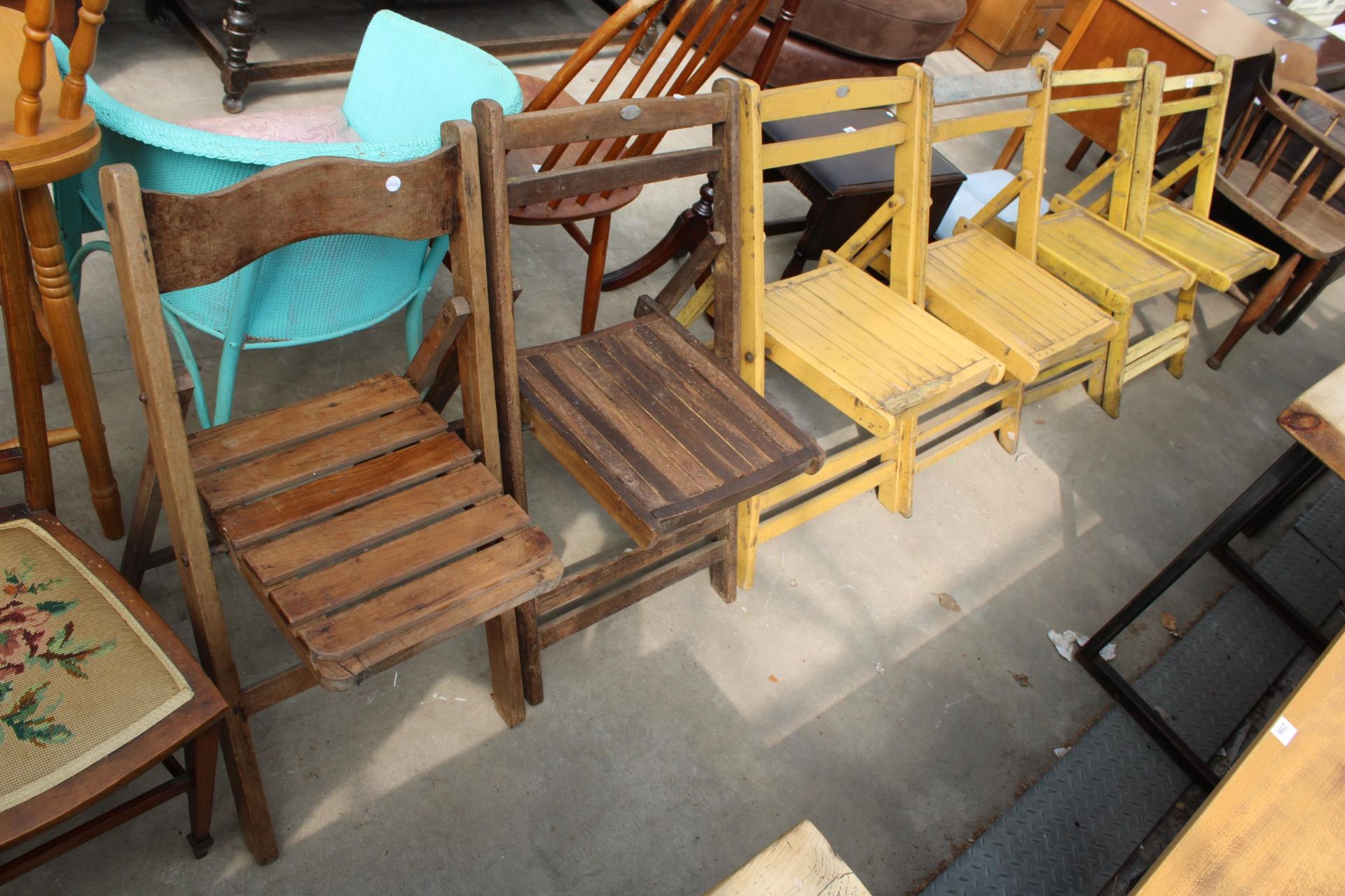 FIVE ROYAL BHARAT FOLDING CHAIRS AND ONE OTHER