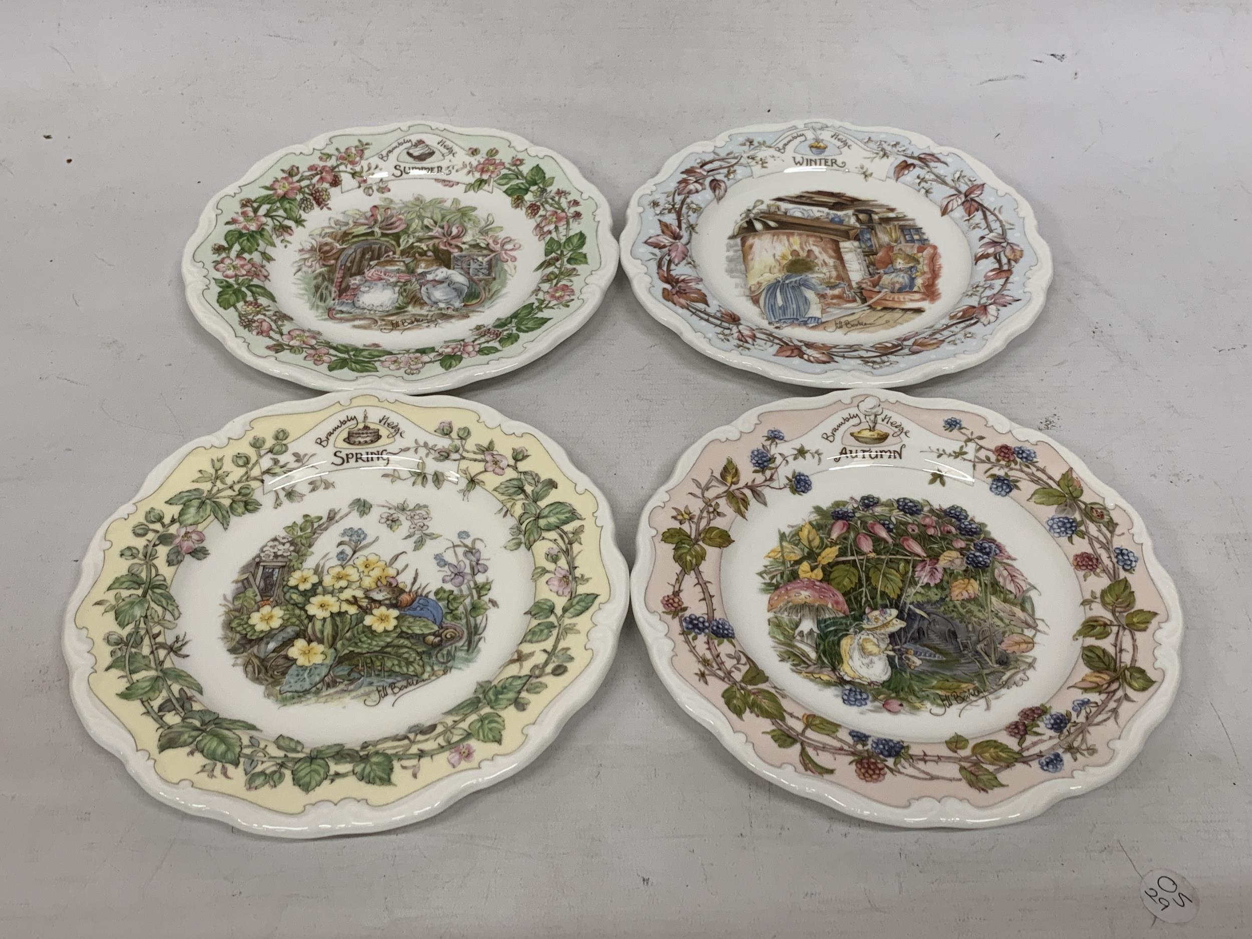 FOUR ROYAL DOULTON BRAMLEY HEDGE SEASON PLATES - 21 CM