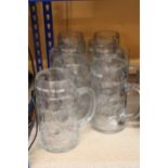 NINE IMPERIAL TWO PINT CHUNKY GLASS STEINS
