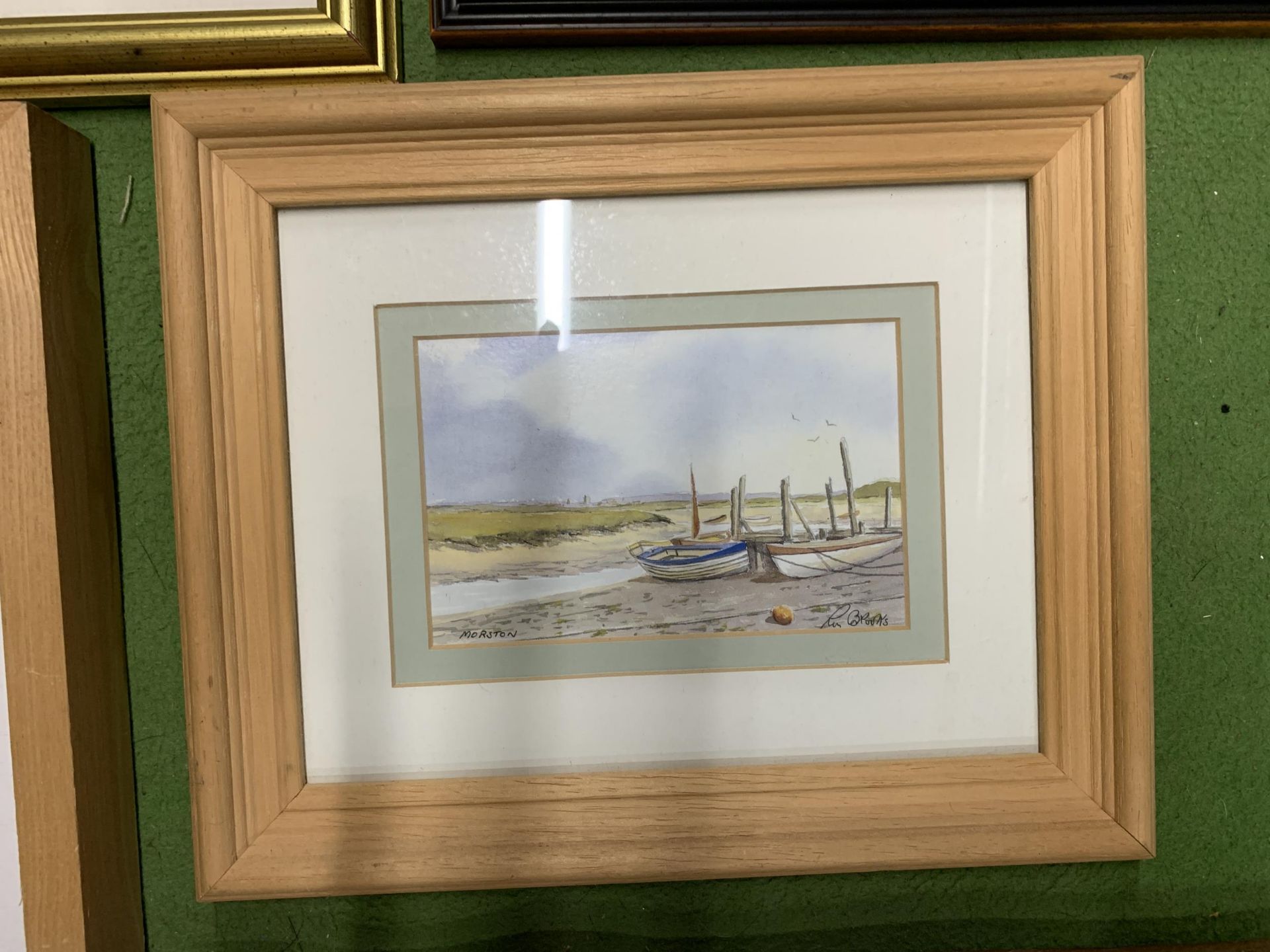 SIX FRAMED WATERCOLOURS AND PRINTS TO INCLUDE HEBDEN BRIDGE, BOATS, COUNTRY SCENES, ETC - Image 5 of 7