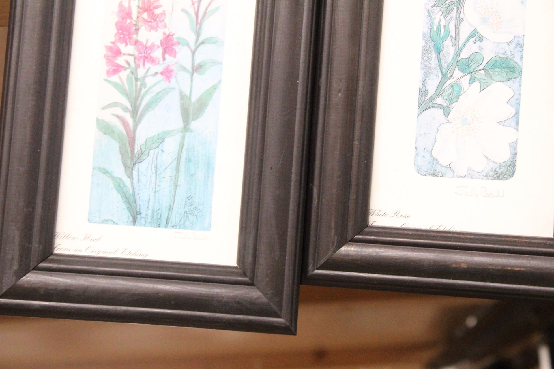 A PAIR OF SMALL FLORAL PRINTS, SIGNED JUDY BALL - Image 4 of 4
