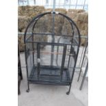 A LARGE METAL PARROT CAGE