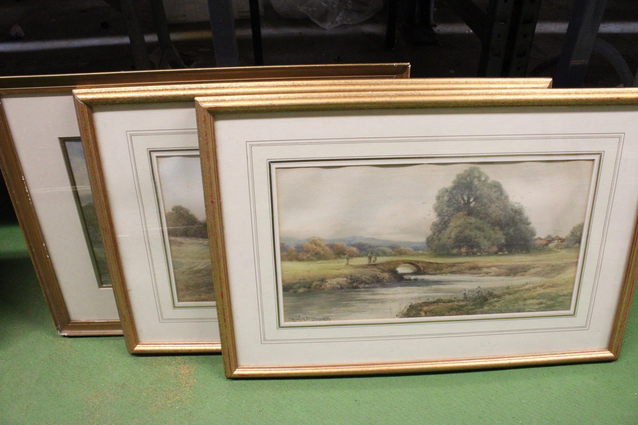 THREE FRAMED WATER COLOURS OF COUNTRY SCENES ONE SIGNED A.J.KEENE, TWO SIGNED CHESWICK BOYDELL