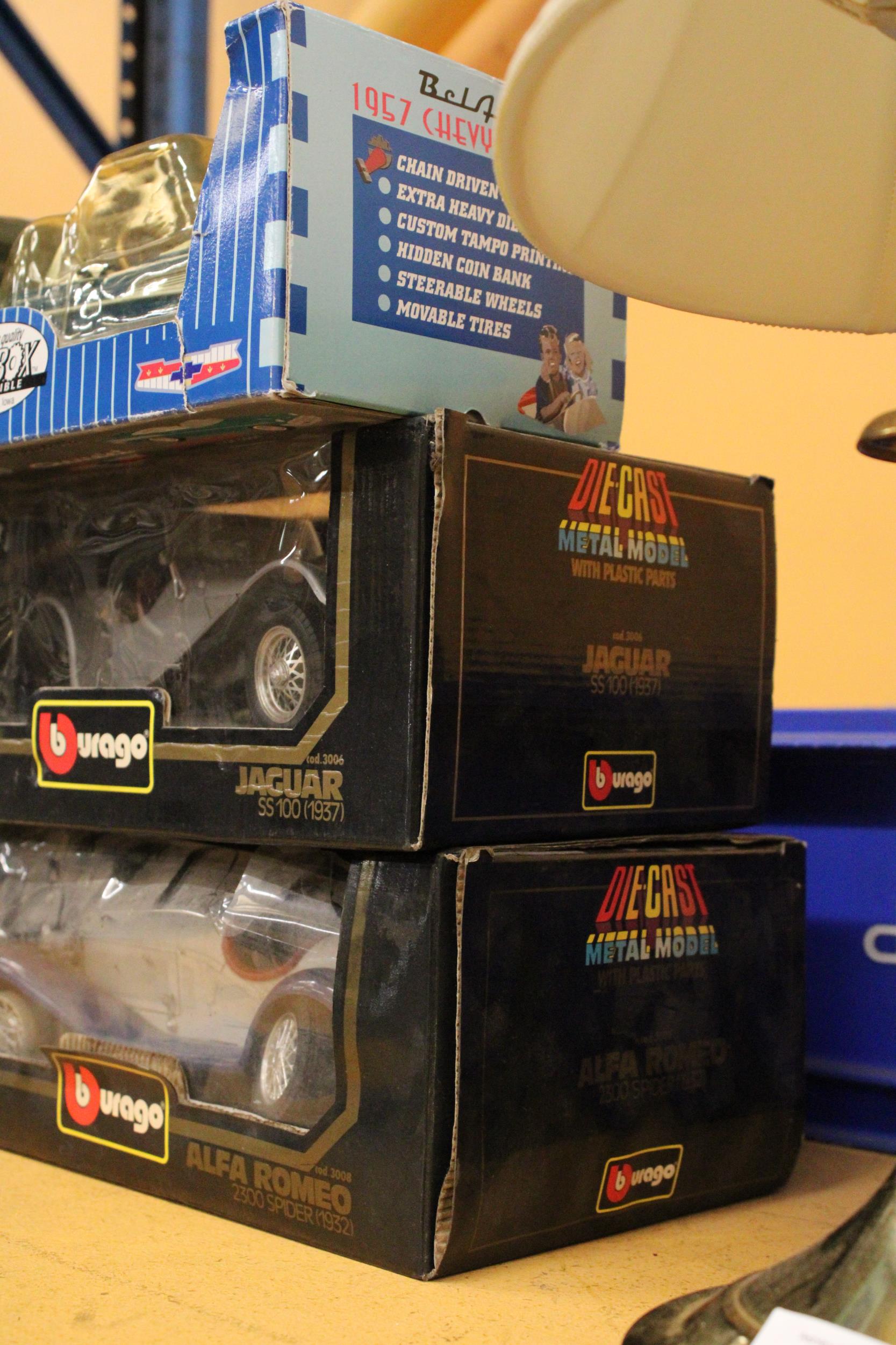THREE VINTAGE BOXED TOY CARS TO INCLUDE A LIMITED EDITION 1947 CHEVY BEL AIR, JAGUAR AND A ALFA - Image 6 of 6