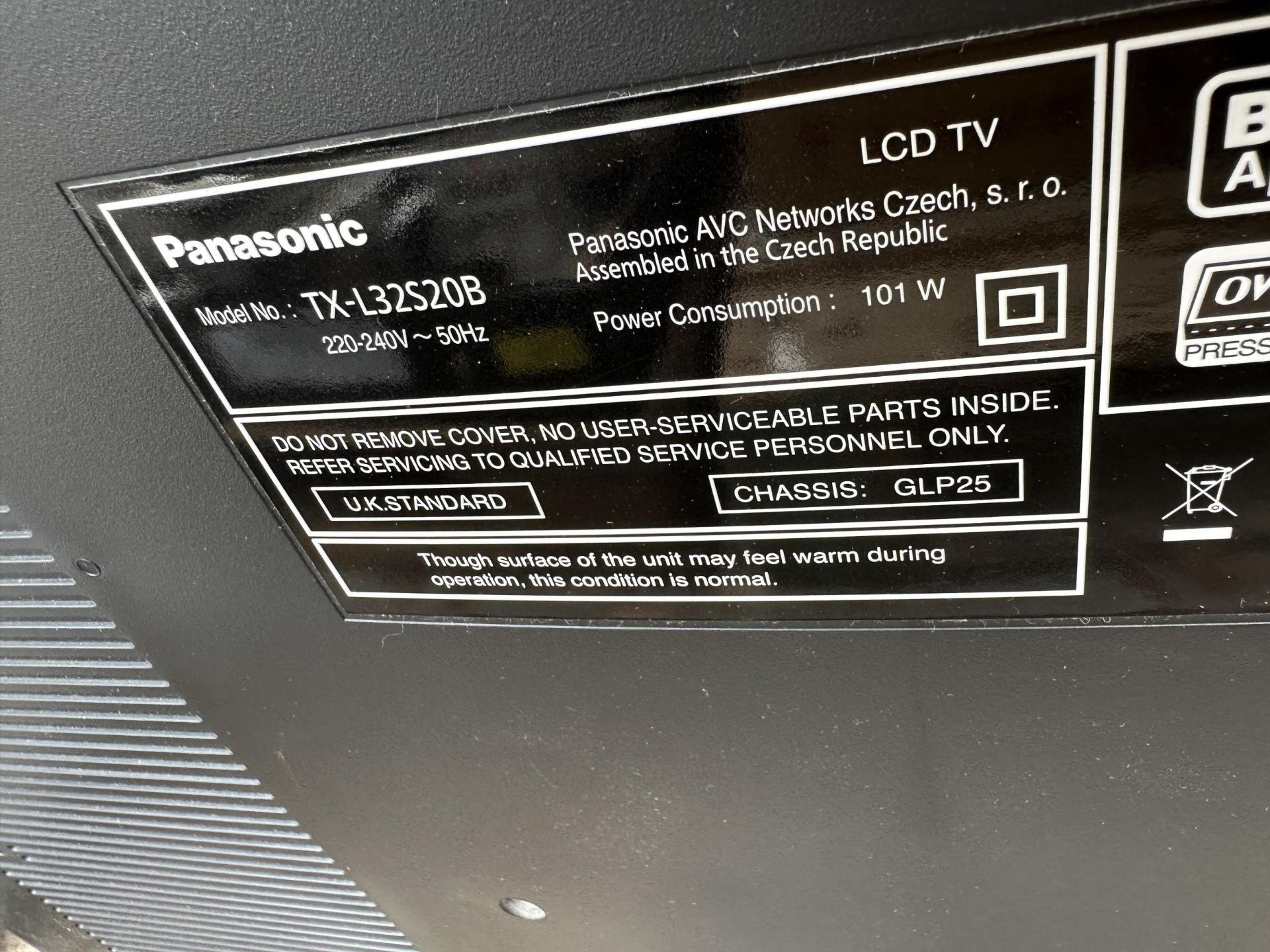 A PANASONIC TELEVISION WITH REMOTE CONTROL - Image 2 of 2