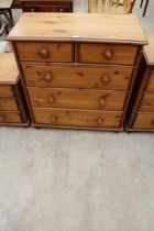 A MODERN PINE CHEST OF TWO SHORT AND THREE LONG DRAWERS, 34" WIDE