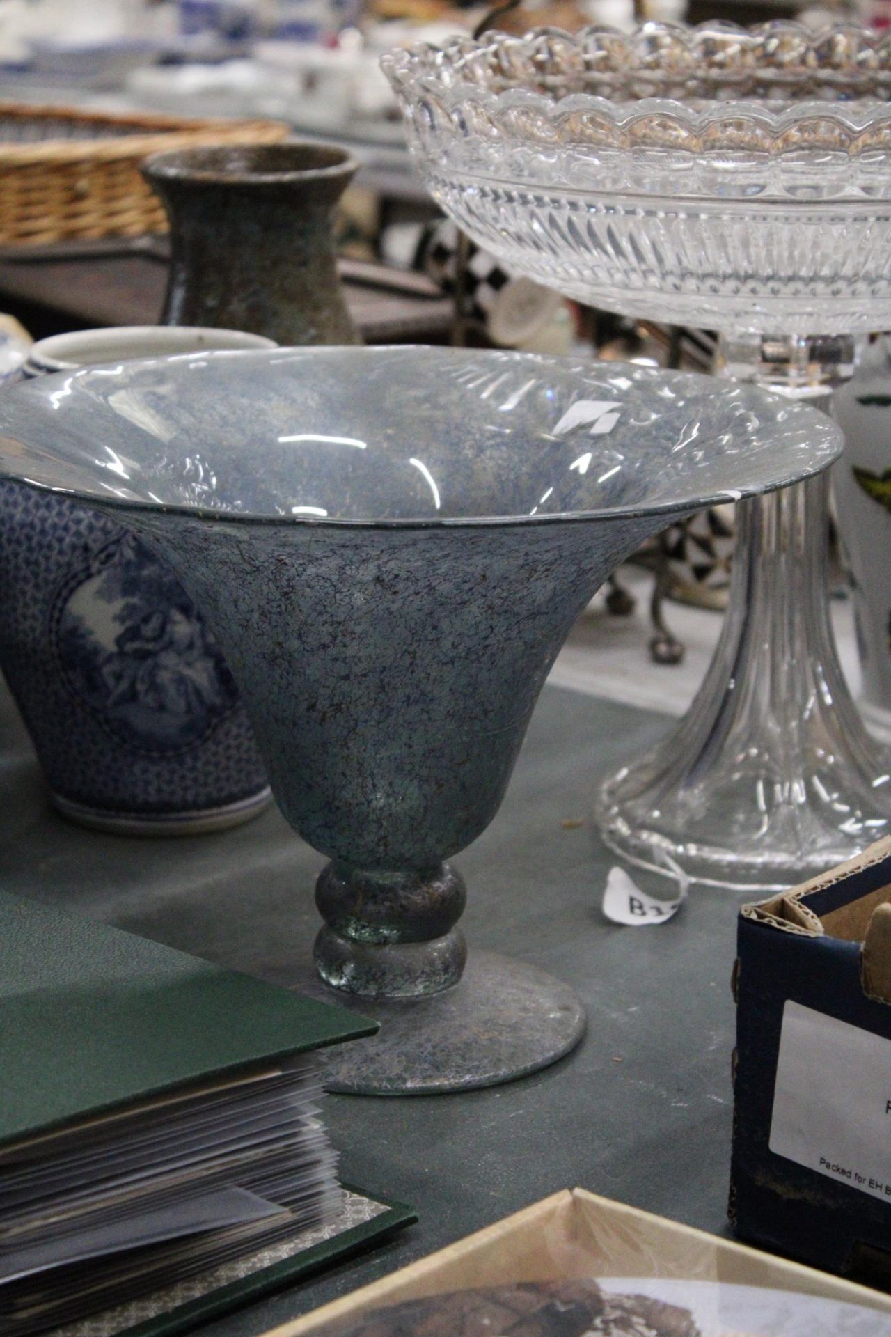 A LARGE FOOTED BOWL PLUS A LARGE TRUMPET VASE - Image 2 of 4