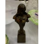 A BRONZE ART NOUVEAU SIGNED BUST