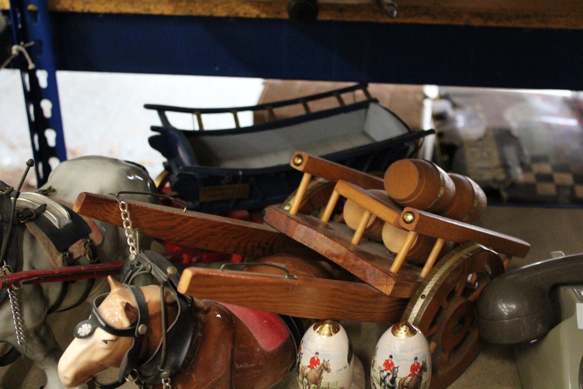 TWO VINTAGE SHIRE HORSE AND CARTS TOGETHER WITH TWO PUB HANDLES - Image 5 of 6