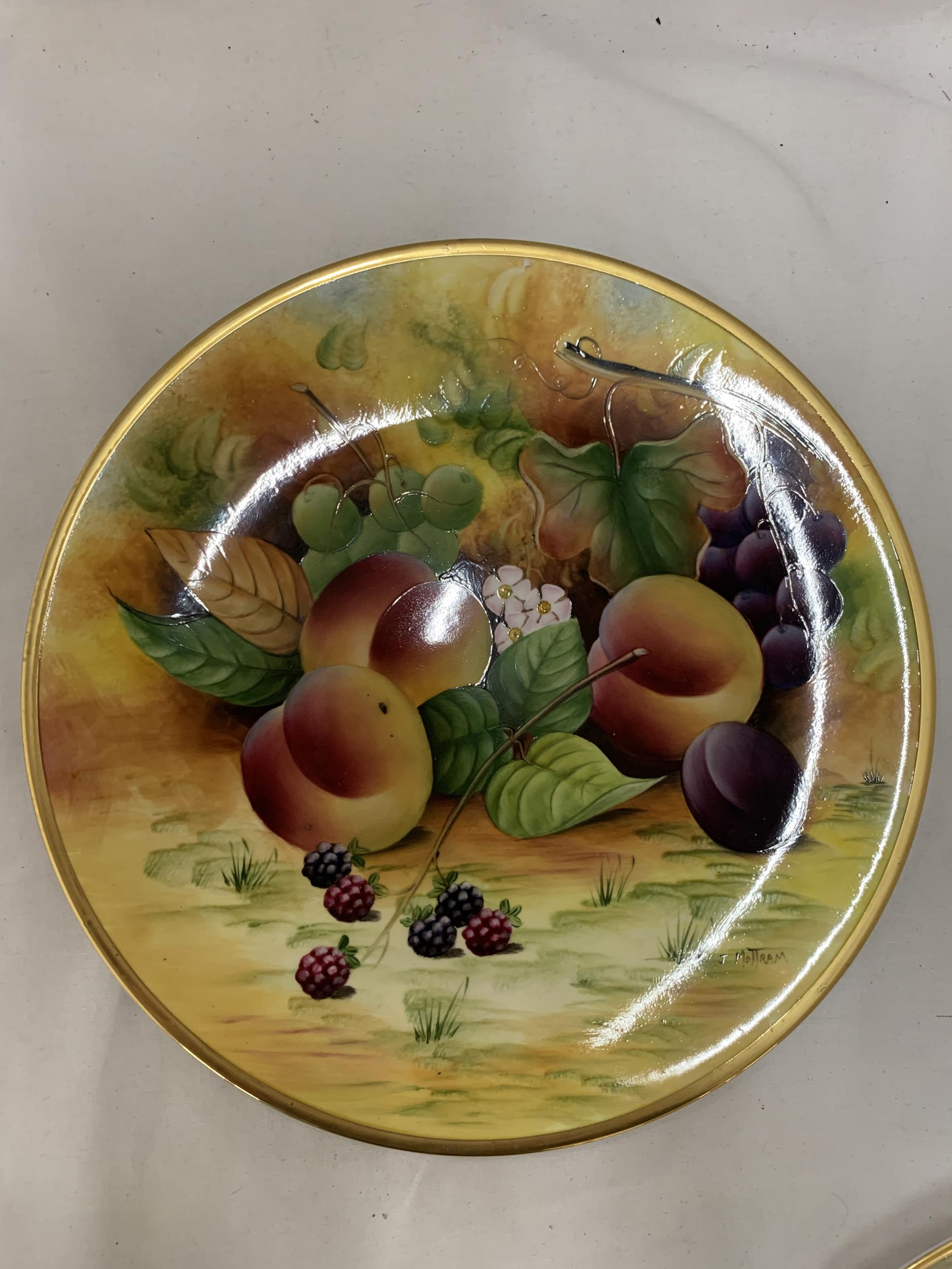 THREE SIGNED, J MOTTRAM, HANDPAINTED, FRUIT, CABINET PLATES - Image 2 of 6