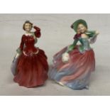 TWO ROYAL DOULTON FIGURINES "AUTUMN BREEZES" HN 1911 AND "BLITHE MORNING" HB 2045