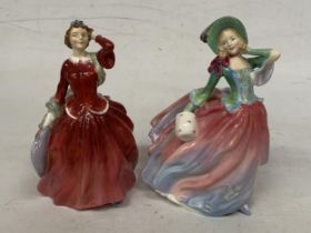 TWO ROYAL DOULTON FIGURINES "AUTUMN BREEZES" HN 1911 AND "BLITHE MORNING" HB 2045