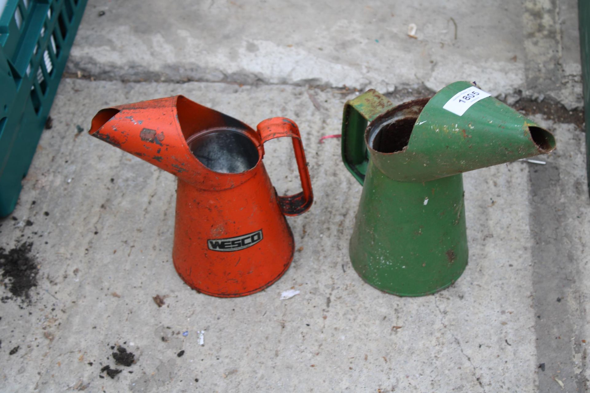 TWO VINTAGE OIL JUGS TO INCLUDE A WESCO