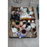 AN ASSORTMENT OF ITEMS TO INCLUDE STUDIO POTTERY, CERAMICS AND CROWN GREEN BOWLING WOODS ETC