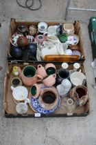 AN ASSORTMENT OF ITEMS TO INCLUDE STUDIO POTTERY, CERAMICS AND CROWN GREEN BOWLING WOODS ETC