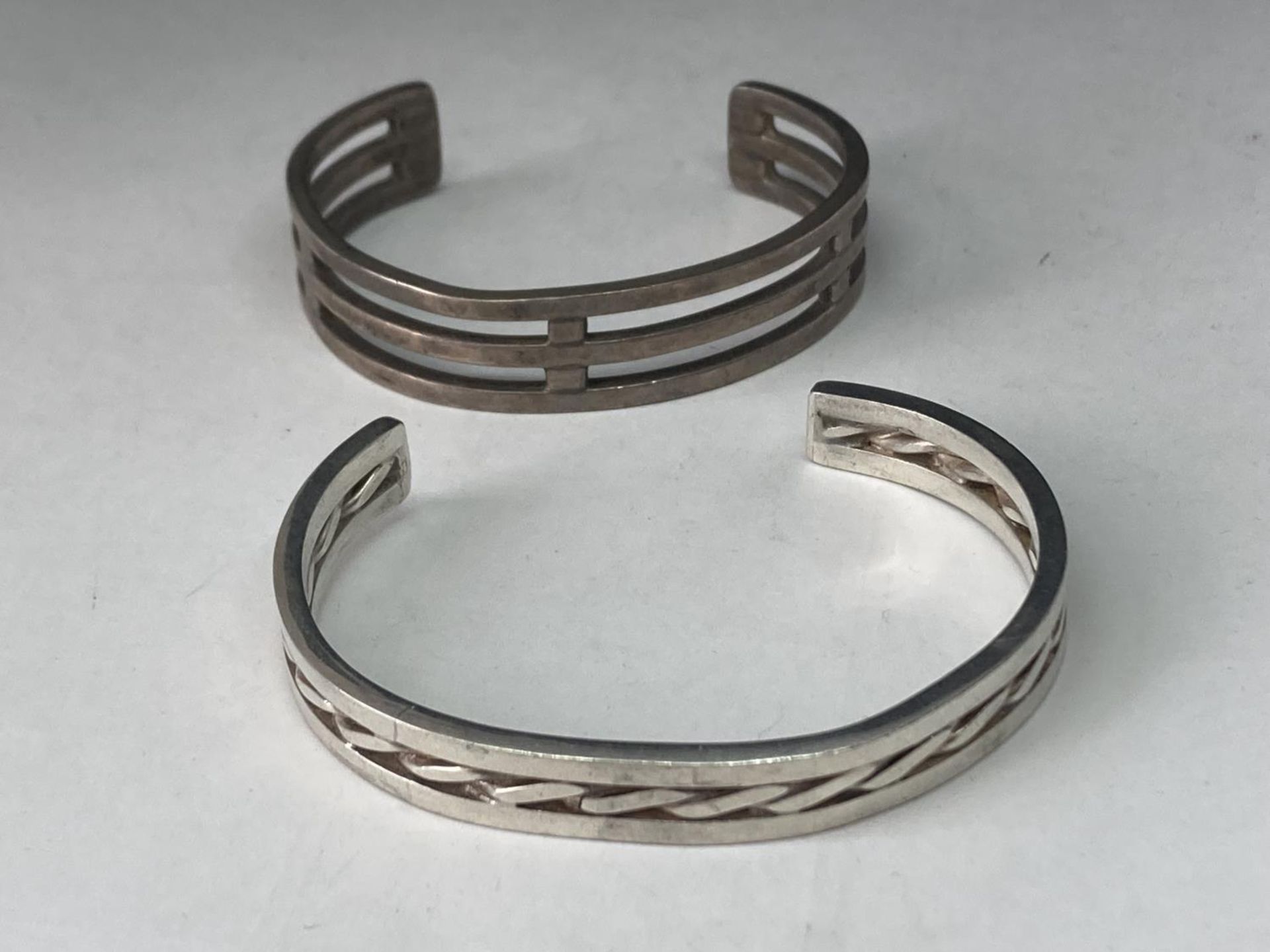 TWO SILVER BANGLES - Image 2 of 10