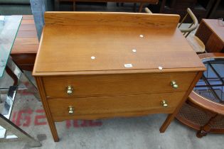 A MID 20TH CENTURY LIGHT OAK CHEST OF TWO DRAWERS, 35" WIDE