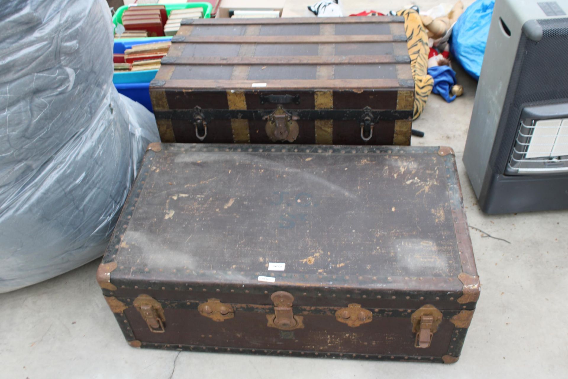 TWO VINTAGE TRAVEL TRUNKS