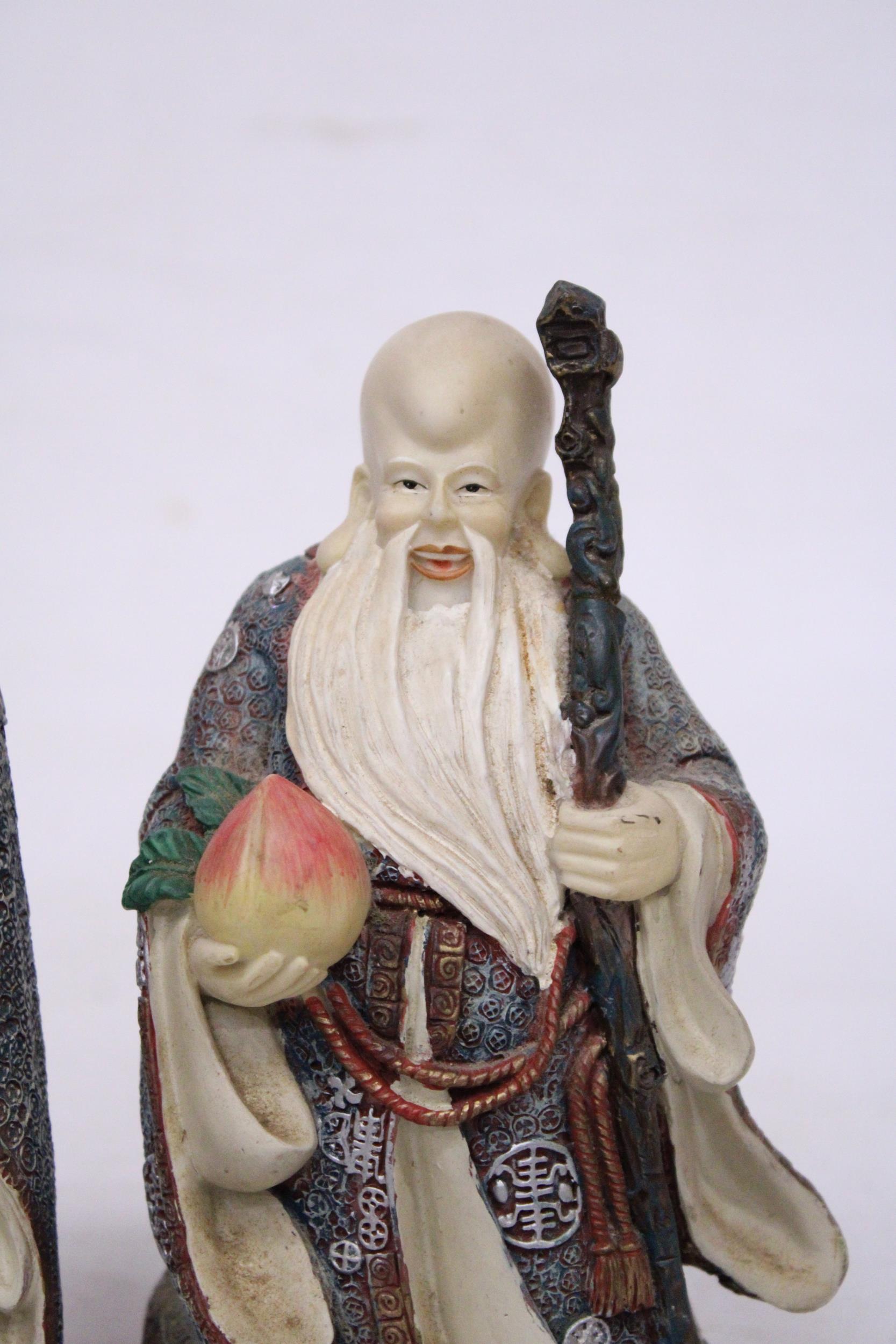 TWO HEAVY STONE MANDARIN FIGURES - 7 INCH (H) - Image 6 of 6