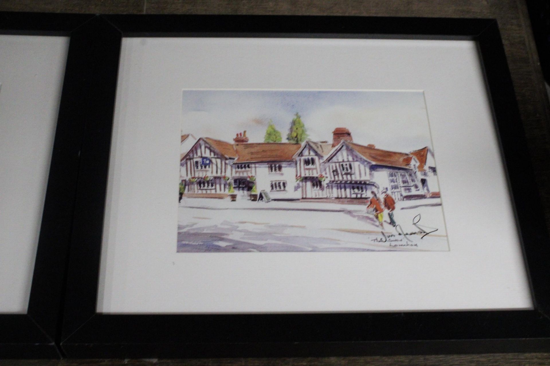 TWO FRAMED WATERCOLOURS ONE OF A BOATING SCENE AND THE OTHER A TOWN SCENE BOTH WITH SIGNATURES - Image 3 of 5