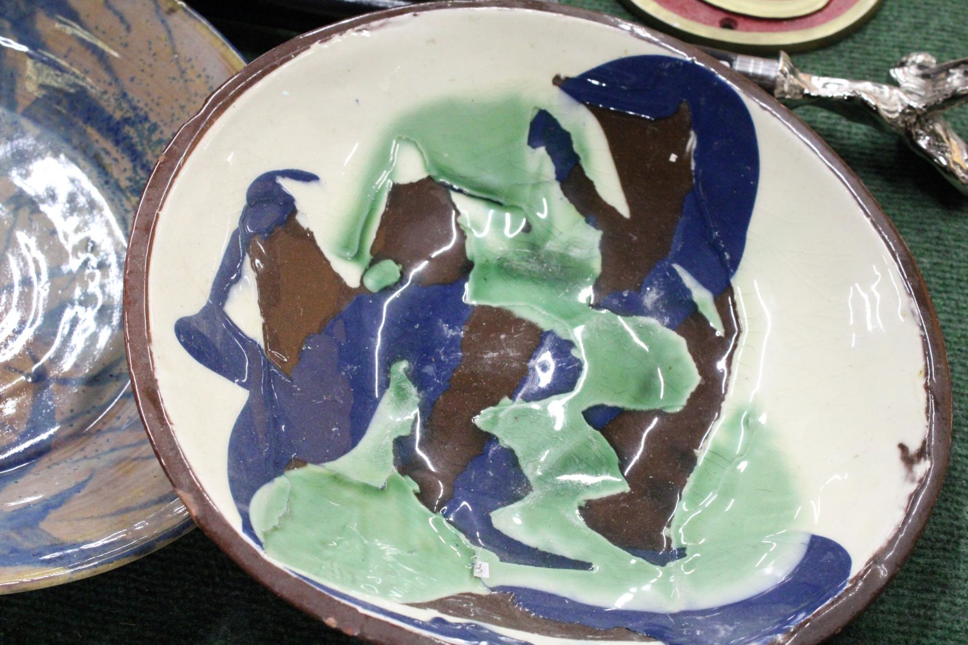 THREE LARGE STUDIO POTTERY GLAZED BOWLS, DIAMETER 30CM - Image 6 of 6