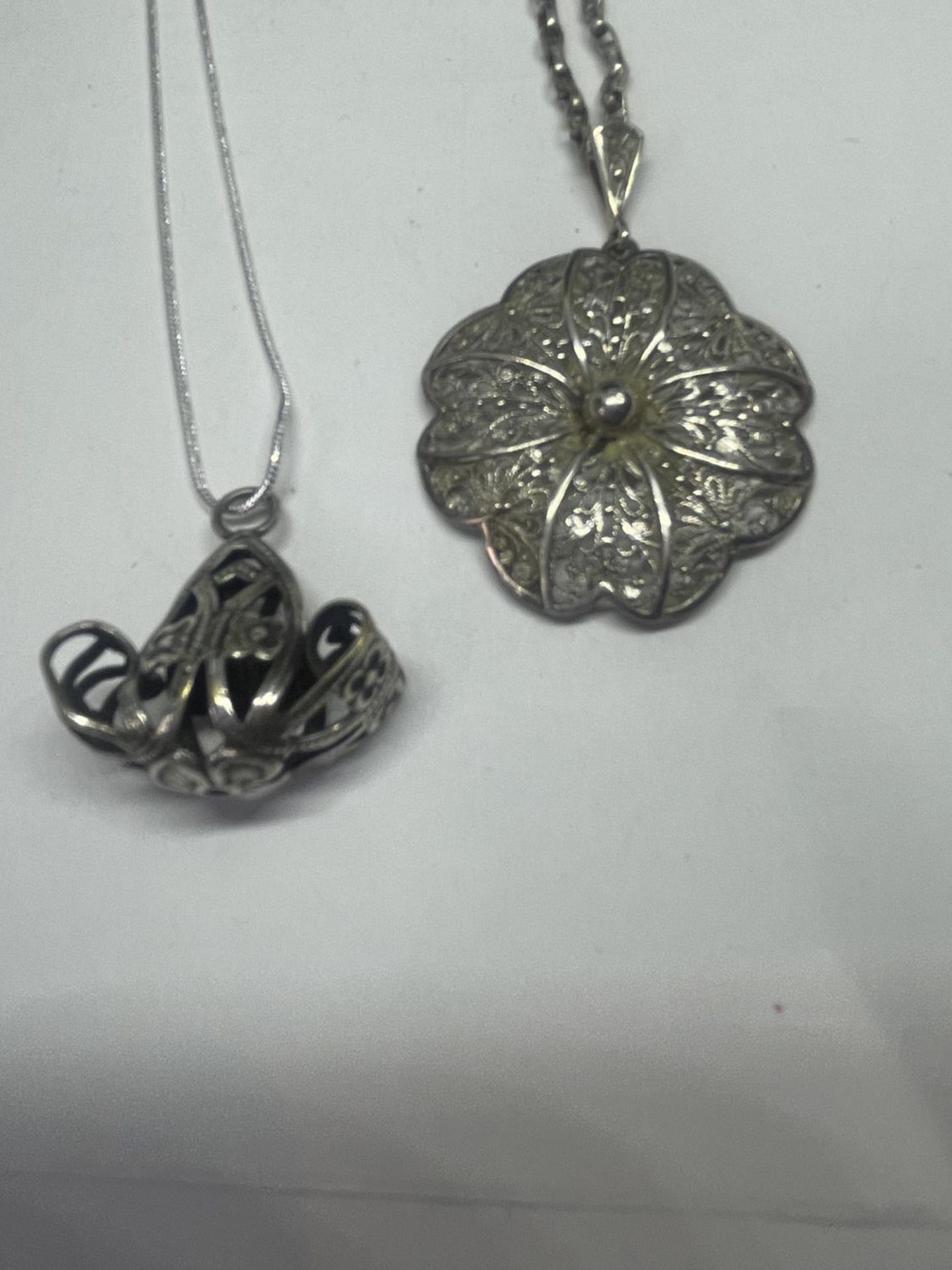 TWO SILVER NECKLACES AND A SILVER BROOCH - Image 2 of 3