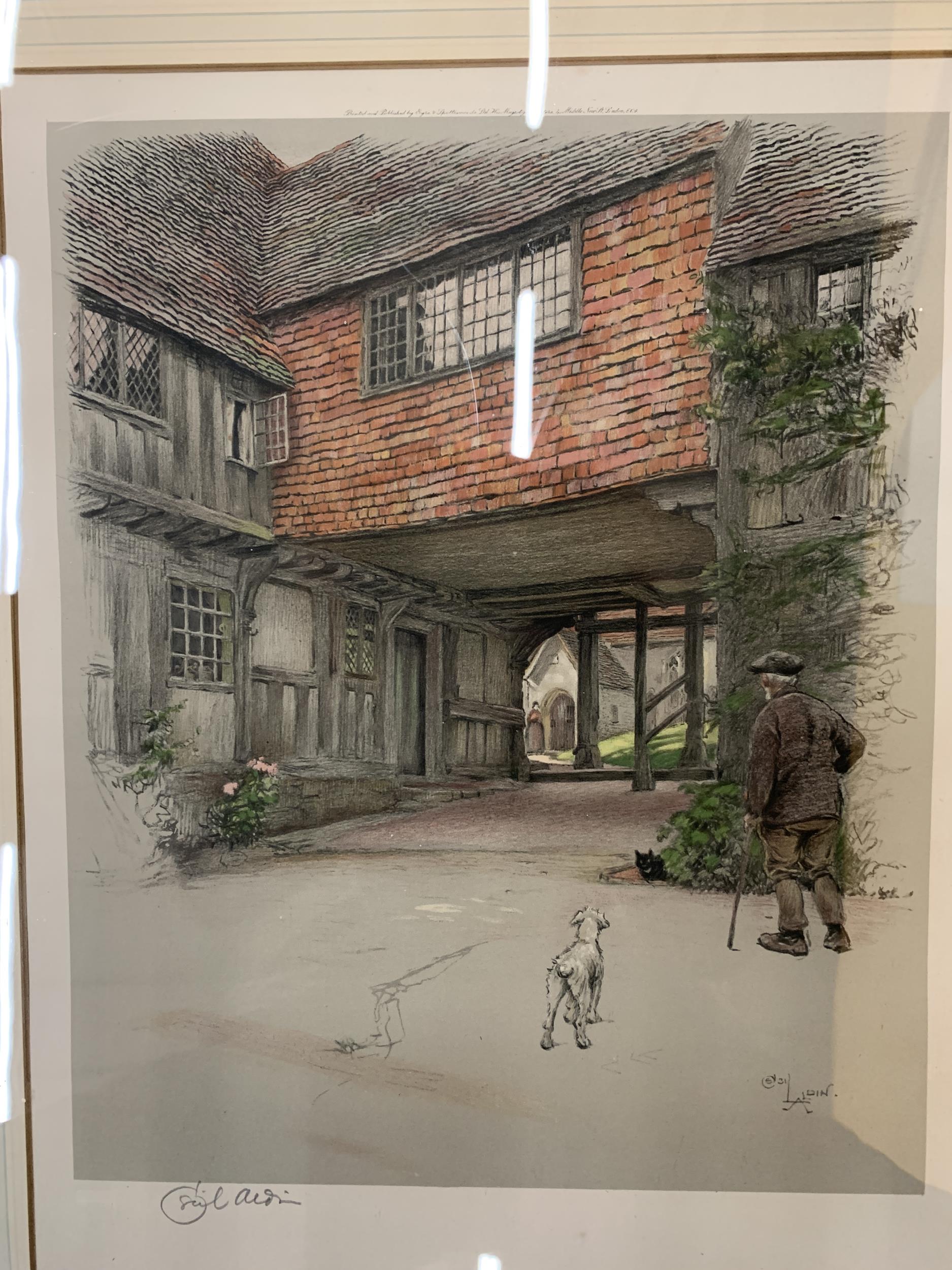 A FRAMED SIGNED PRINT - CECIL CHARLES WINDSOR ALDIN "PENSHURST" WITH PRINTERS GUILD STAMP - Image 2 of 7