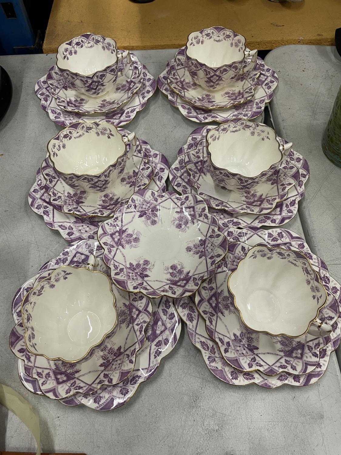 A SET OF SIX FOLEY TRIOS AND A SPARE SAUCER PATTERN BLACKBERRIES NO. 233180 - Image 2 of 8