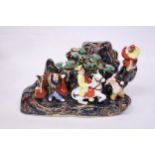 A CHINESE PORCELAIN LARGE FIGURAL GROUP OF MYTHICAL CHINESE CHARACTERS