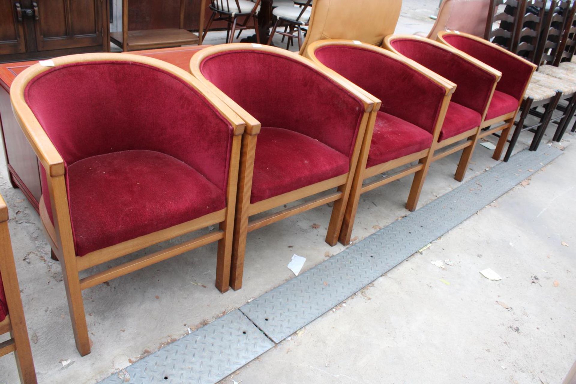 A SET OF FIVE FOREMOST FURNITURE UPHOLSTERED TUB CHAIRS - Image 2 of 6