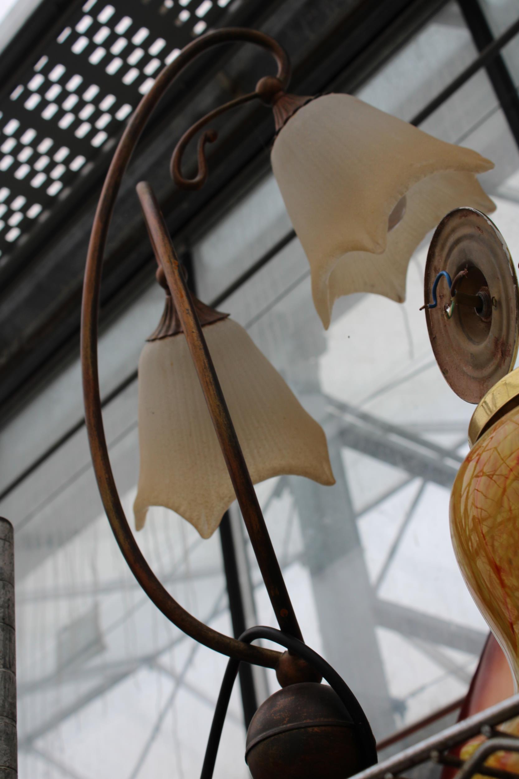 A DECORATIVE TABLE LAMP AND A CEILING LIGHT FITTING WITH VIVID GLASS SHADE - Image 2 of 2
