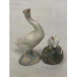 A KAD RINGEN ROYAL COPENHAGEN FIGURE OF A MOUSE ON A CHESTNUT TOGETHER WITH A LLADRO GOOSE