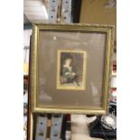 A FRAMED VINTAGE PEARS SOAP PRINT IN A GILT FRAME 30CM X 34CM