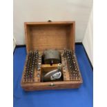 A BOLEY WATCHMAKERS RIVETING AND STAKING TOOLS (COMPLETE SET) IN ORIGINAL WOODEN BOX