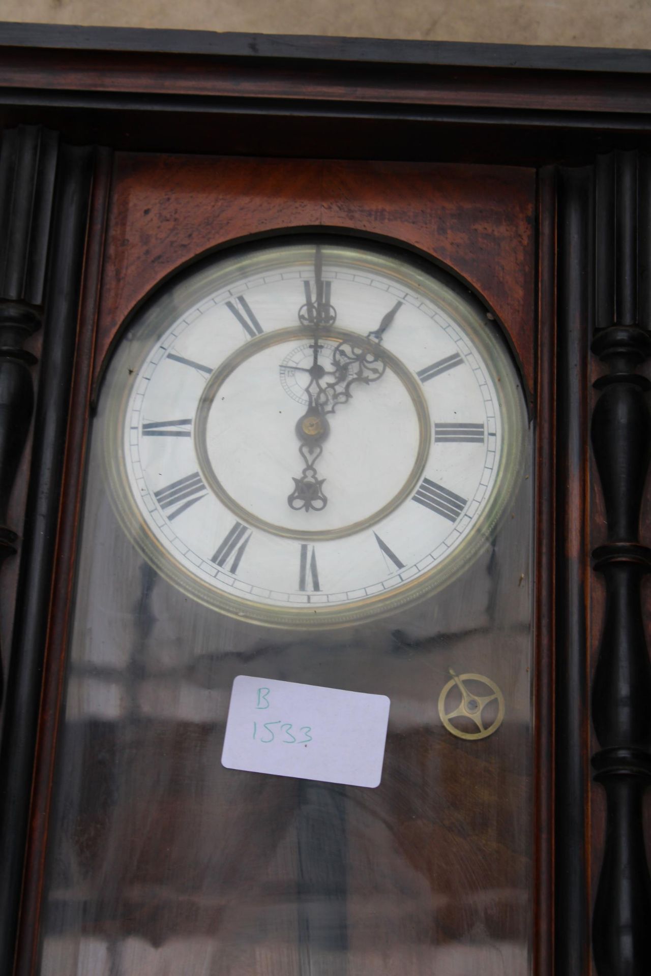 AN WOODEN CASED VIENNA STYLE WALL CLOCK - Image 2 of 3