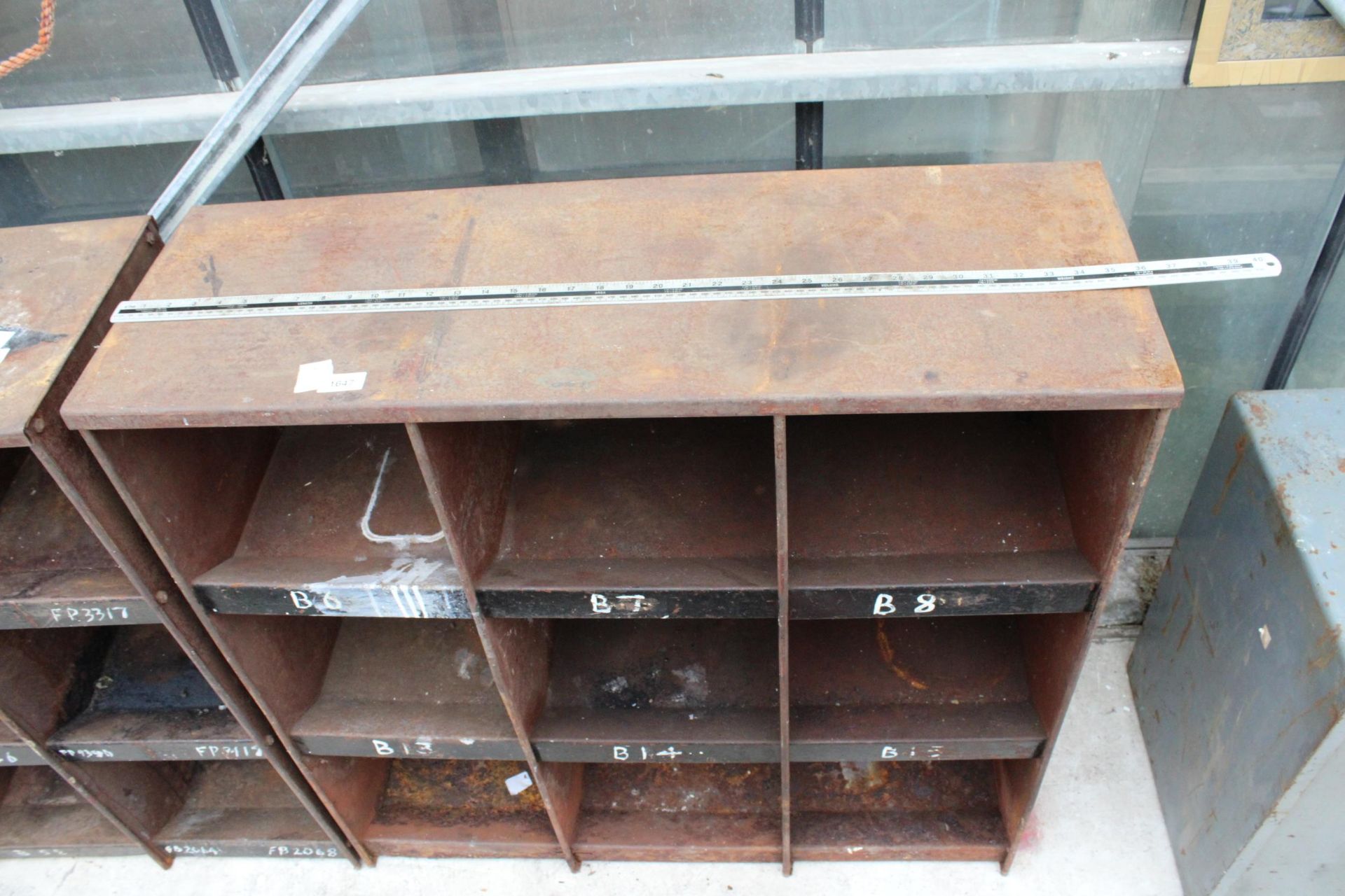 A NINE SECTION METAL PIGEON HOLE UNIT - Image 4 of 4