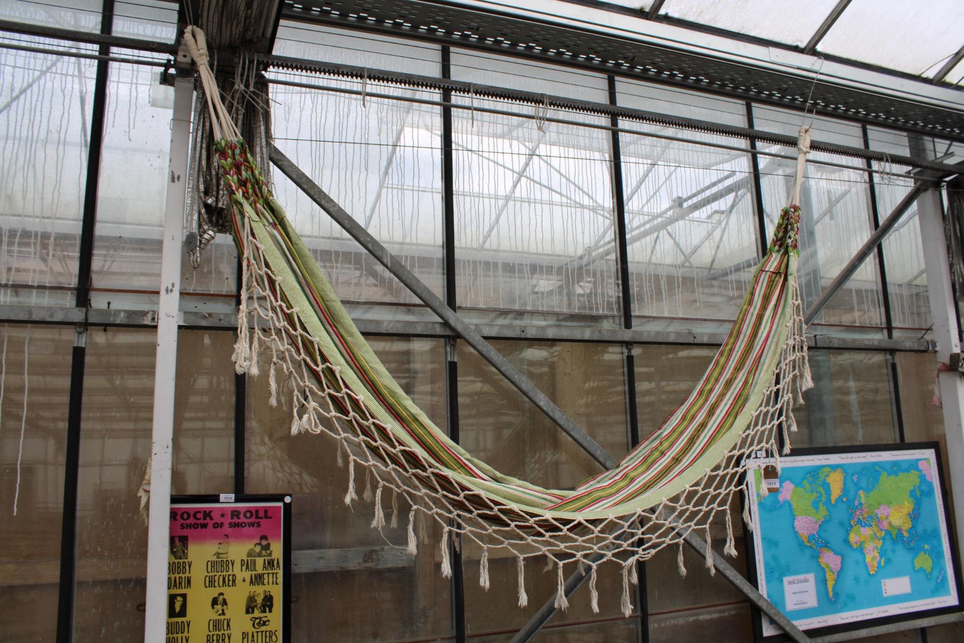 A MATERIAL GARDEN HAMMOCK