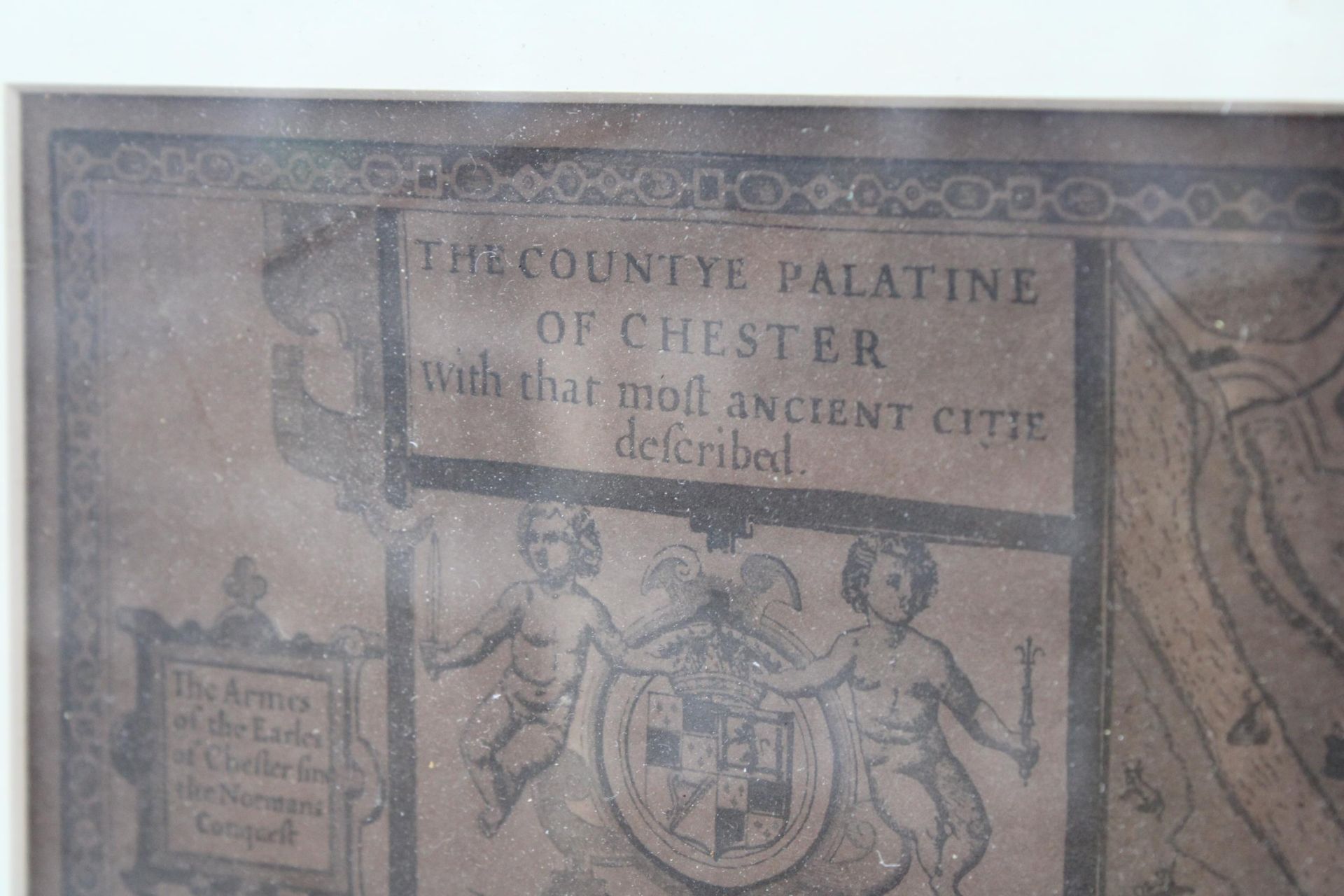 A FRAMED VINTAGE MAP OF 'THE COUNTYE PALATINE OF CHESTER' - Image 4 of 4