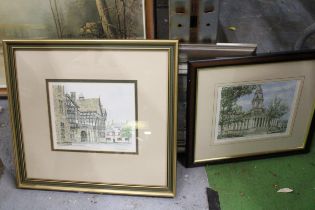 THREE SIGNED PRINTS, TWO LIMITED EDITION TO INCLUDE, ALLANSIDE, DUNBLANE, TOWN HALL, BOLTON AND