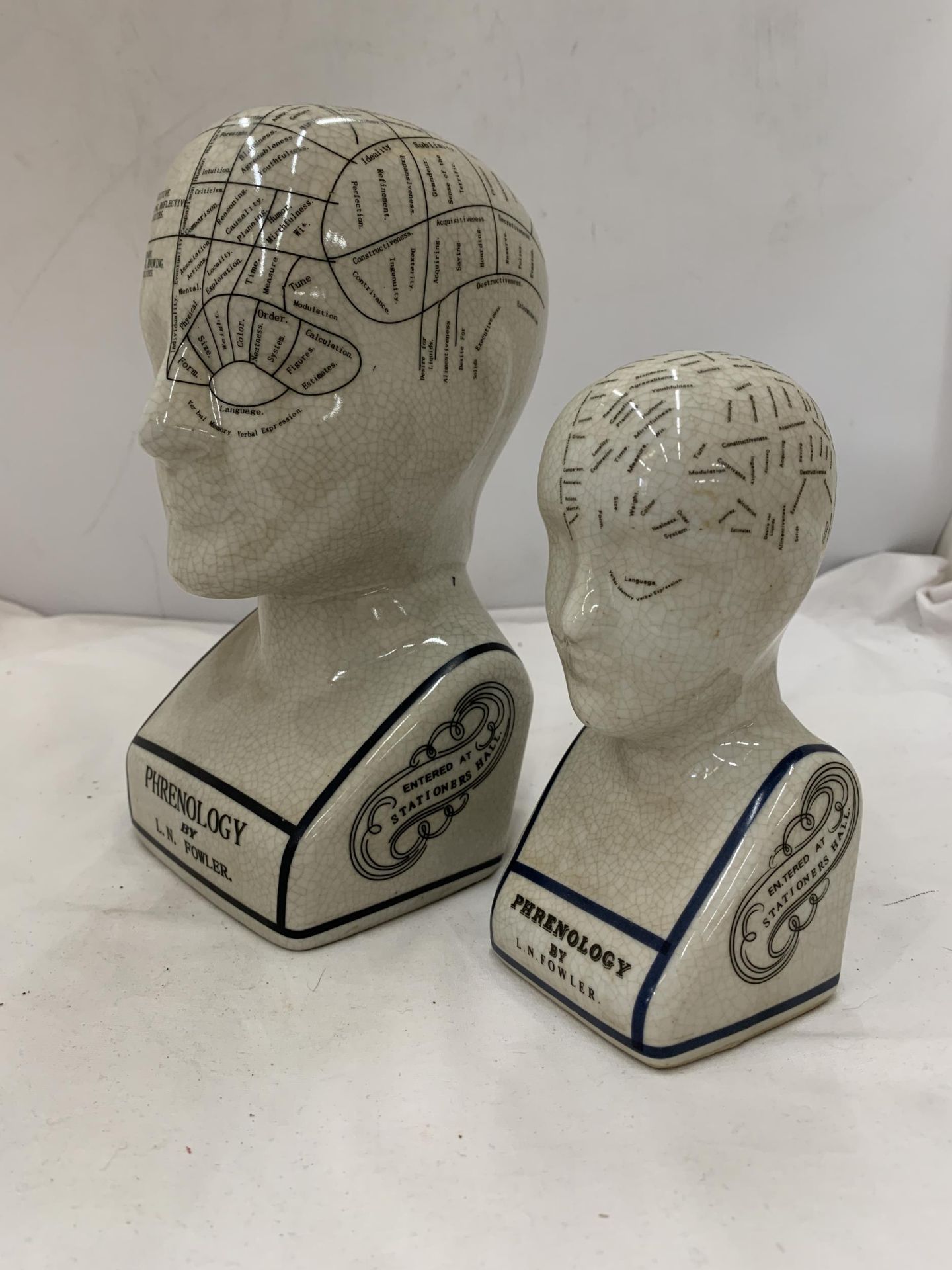 TWO CERAMIC PHRENOLOGY HEADS, HEIGHTS, 23CM AND 16CM - Image 2 of 5